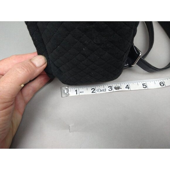 Vera Bradley Solid Black Mini Small Backpack Micro Quilted Foxes - Picture 12 of 12